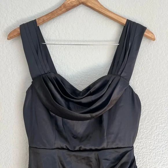 Stunning Arrival Black Satin Off-The-Shoulder Maxi Dress